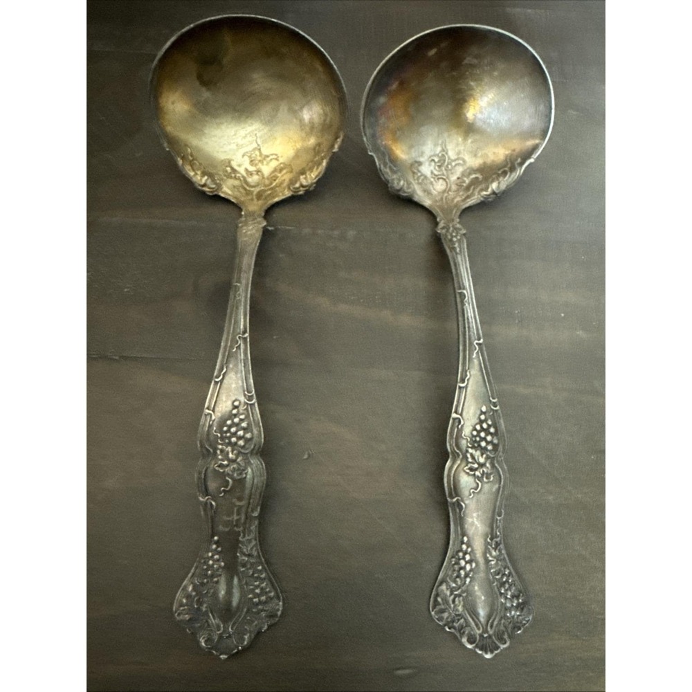 1847 Rogers / International VINTAGE Grape Silverplate 2 SERVING LADLES Flatware